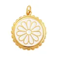 Daisy flower pendant in gold and white enamel for handmade jewelry projects - Gold Frame White Round Daisy
