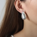 Orecchini a goccia in argento lucido con design minimalista per donne alla moda - Argento Lucido