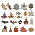 Mix of 21 Halloween enamel alloy charms including pumpkins and ghosts for DIY jewelry - Mixed Halloween Enamel Charms