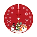 Jupe de sapin de Noël rouge avec motifs festifs de pingouin et bonhomme de neige - Style de Cadeau de Noël Pingouin Bonhomme de Neige Rouge (15)