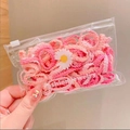 Pink high elasticity hair bands for girls in a fashion jewelry pouch with a daisy - Pink Series Lace 50pcs with Daisy Bag