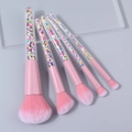 5-piece makeup brush set with diamond-style handles and pink gradient soft bristles - Pink White Gradient