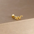 Gioielli labret a forma di serpente in acciaio dorato con texture a scaglie dettagliata - Forma a Serpente Vivida Oro