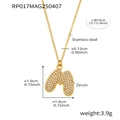 Gold stainless steel necklace with letter M pendant pave set with sparkling zircon stones - Rp017-m Letter Gold Necklace 40+5cm