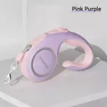 Retractable pink and purple pet leash with ergonomic handle and security lock button - madden Series / Pink Purple / 3M