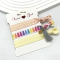 Three-piece elastic hair tie set featuring pineapple prints and tassel on display card - Pineapple Pattern (10)