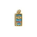 Tarot card pendant in 18K gold-plated stainless steel with turquoise Sun and rainbow detail - Gold - Sunburst