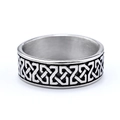 Anillo vikingo de acero inoxidable con diseño de nudo celtico en negro y plateado - US 7 / Color de Acero Inoxidable (01307)