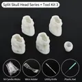 DIY split skull candle silicone mold set with wicks and wax core centering tools - Split Skull Series + Tool Kit 3