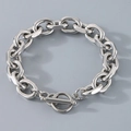 Sleek silver stainless steel chain bracelet with a classic T-bar toggle clasp - Flat Cut Toggle Clasp (11mm) / 21cm / Steel