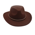 Chapeau fedora en feutre marron foncé avec ruban tissé bicolore, style vintage classique - café