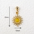 Golden sun charm with yellow gemstone measuring 25mm in length and 13mm in width - Gold Sun Pendant