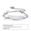 Silver stainless steel ID bracelet with cross charm and heart tail for custom engraving - Style 25 Kids (Silver/Cross Decor/ID Plate)