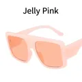 Oversized retro square sunglasses with jelly pink frame and pink gradient lenses - Jelly Pink Frame Pink Lens