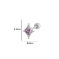 Silver screw back ear stud featuring a purple heart zircon with white crystal accents - Silver #7