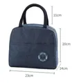 Dark blue insulated lunch bag with panda patch, size 23x14x20cm for glass lunch boxes - Bear Pattern Cloth Bag