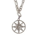 Collar de acero inoxidable plateado con colgante de estrella de ocho puntas y ojo - Color Acero