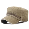 Berretto cadet in cotone lavato kaki con bottone in metallo e fori traspiranti - Regolabile / Beige