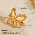 Adjustable 18K gold plated stainless steel butterfly ring weighing 2.5g and 1.7cm size - Hollow Butterfly Outline 574 / Gold