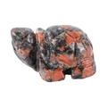 Natural gemstone turtle statue carved from red, black, and grey mottled crystal stone - Red Flash Stone / S