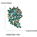 Grüne und goldene Kristall-Blumenbrosche für Mäntel, Größe 9,2cm x 6,4cm, elegante Legierung - Grün