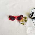 Occhiali da sole cat eye per bambini rossi con glitter neri e lenti scure - Rosso