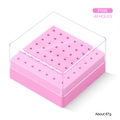 Pink 49-hole nail drill bit storage box with transparent dustproof acrylic cover - 49 Holes / Pink