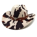 Cappello da cowboy con stampa mucca e cinturino in pelle borchiato con testa di toro - M (56-58cm) / Stampa Mucca Beige