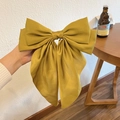 Lazo para el pelo gigante de satén amarillo jengibre con cintas largas - Pinza de Lazo con Cinta / Amarillo Jengibre