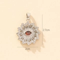 Detailed view of silver evil eye pendant with red gemstone and size dimensions - A-5 Style/Red Eye
