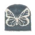 Dettaglio del berretto in maglia jacquard a farfalla con morbida finta pelliccia - M(56-58cm) / Grigio