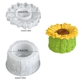 Sunflower silicone mold set for DIY resin candle holders with wood grain texture base - Sunflower Round Storage Box (Bottom + Lid) / White