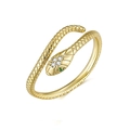Goldener Schlangenring mit grünen Kristallaugen und Diamantbesetztem Kopf - Gold (Goldimitat x458)