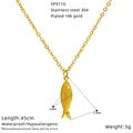 Detail view of 18K gold plated stainless steel fish pendant with 45cm chain and dimensions - Small Fish Style (SP911G)