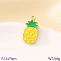 18K gold plated pineapple charm with yellow and green enamel finish, 14x7mm DIY accessory - Slender Pineapple (KLJ10787-ZLA)