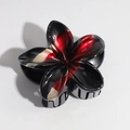 Detail of lily hair claw clip with black and red gradient finish and golden edges - Black Red
