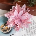 Roze glitter kunstbloem van 13cm voor kerstboomdecoratie en kerstkransen - Roze