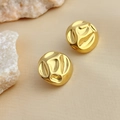 Minimalistische gouden ovale oorbellen met gehamerde textuur voor een vintage look - Goud Rond Onregelmatige Textuur