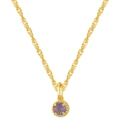 Gouden touwkettingsieraden met een ronde paarse geboortesteen hanger voor dames - Juni