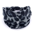 Elastic cotton wide headband with dark grey leopard print pattern for women - 74-Dark Leopard Loop