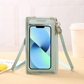 Mint green touchscreen phone crossbody bag in PU leather with adjustable shoulder strap - Light Green