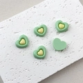 Macro detail of 3D resin heart charms for DIY crafts on a textured stone surface - 3# Green and Beige