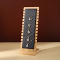 Bamboo necklace display stand with black leather padding for multi-jewelry organization - ZM007 Black PU Leather