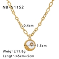 Detailed view of sun and moon pendant with dimensions 1.5cm on 18K gold plated chain - Star and Moon Round Style (NB-N1152)