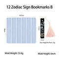 DIY 12 zodiac bookmark resin mold with size specs 16.5x14cm and pink tassel detail - 12 Zodiac Bookmark Mold B