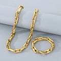 Set gioielli catena a naso di maiale da 10mm in oro con collana e braccialetto - Lunghezza bracciale 22 cm / Stile B Oro