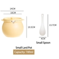 700ml ceramic lard storage jar in soft yellow with lid and white ceramic spoon - 700ml Cream Yellow (Double Ear + Spoon)