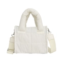 Chic white padded crossbody bag with quilted puffer texture and wide strap - White