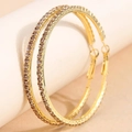 Golden oversized hoop earrings with champagne crystal rhinestones and snap-back closure - 6cm / Gold Crystal Yellow 6cm