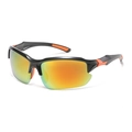 Matte black sports sunglasses with orange non-slip temples and gradient color lenses - Black Frame Orange Legs Orange Lens Polarized